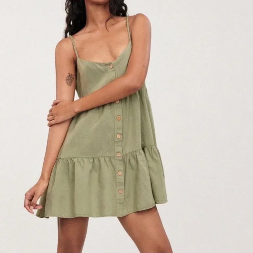 ZARA Woven Braided Strap Dress Sage Green - L